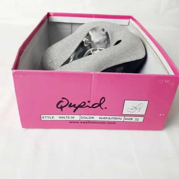Qupid Women's Silver Sequins Platform High Heels Pumps Sz 7.5 - Picture 2 of 8